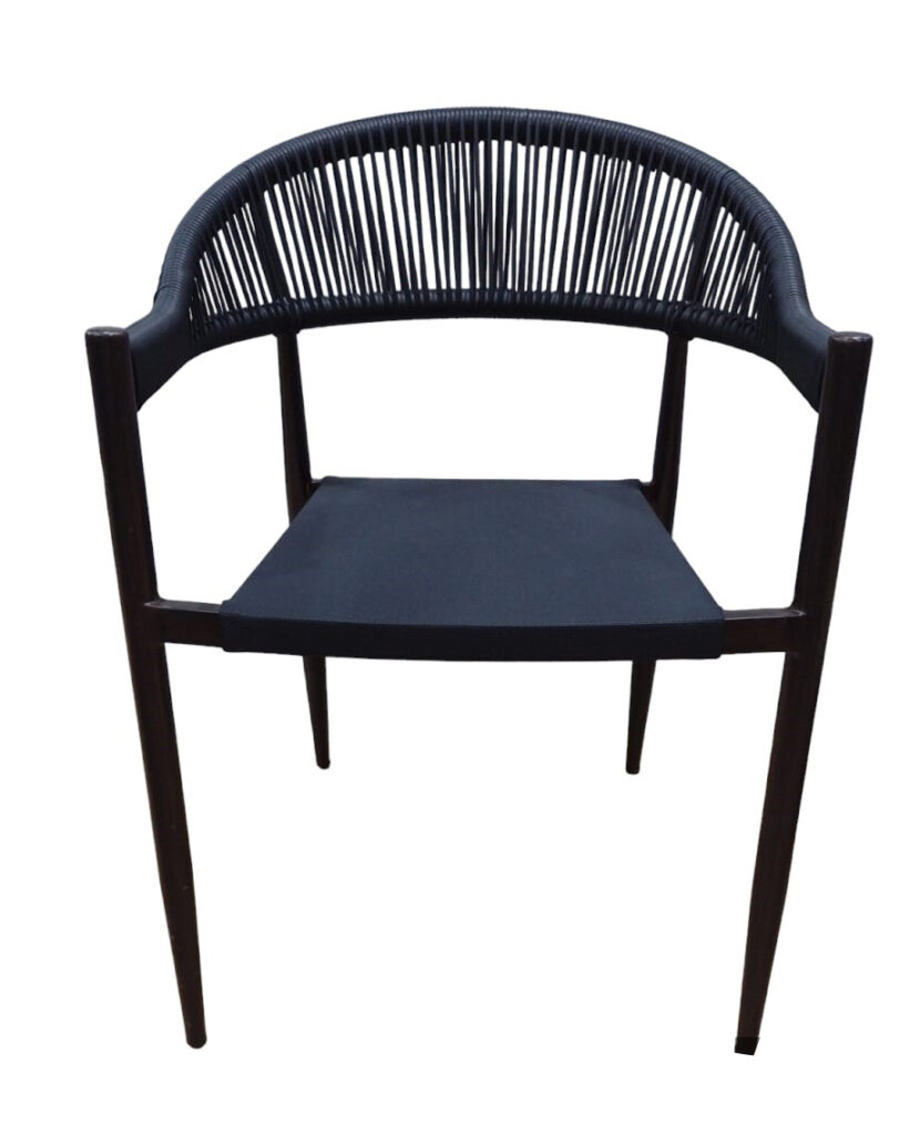 Silla Liz negra ratan PVC estructura aluminio