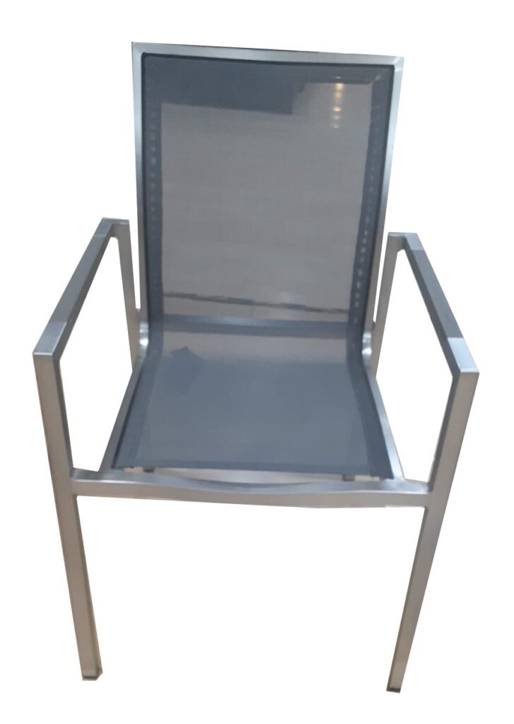 Silla Natalia aluminio y malla gris