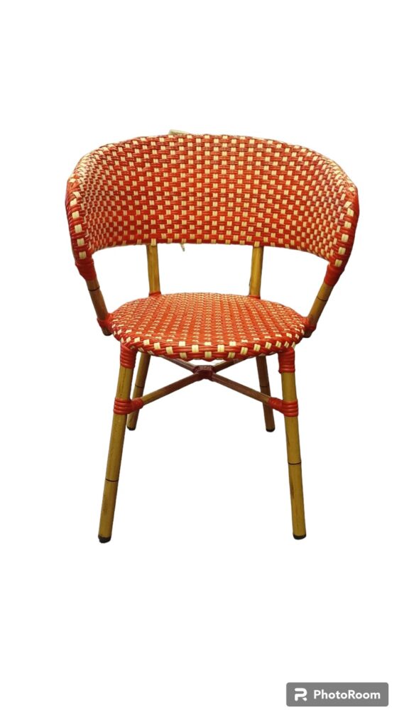 Silla Laila PVC tejido rojo con beige