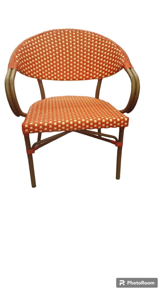 Silla ancha Rufo tejido PVC rojo con beige